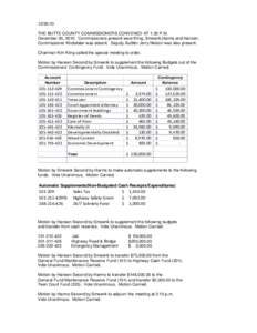 THE BUTTE COUNTY COMMISSIONERS CONVENED AT 1:35 P.M. December 30, 2010. Commissioners present were Kling, Smeenk,Harms and Hansen. Commissioner Kindsfater was absent. Deputy Auditor Jerry Nelson was also present