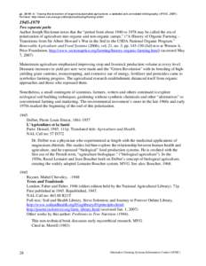 pp[removed]In: Tracing the evolution of organic/sustainable agriculture: a selected and annotated bibliography (AFSIC, [removed]Full-text: http://www.nal.usda.gov/afsic/pubs/tracing/tracing.shtml[removed]Two separate pat