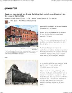 Days are numbered for Otisca Building that once housed brewery on Syracuse’s North Side | syracuse.com