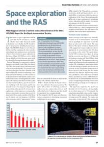 Crawford, Hapgood: UK space exploration  Space exploration and the RAS Mike Hapgood and Ian Crawford assess the relevance of the BNSC UKSEWG Report for the Royal Astronomical Society.