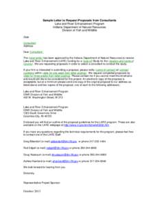 Sample Letter to Request Proposals from Consultants