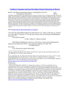 Southern Campaign American Revolution Pension Statements & Rosters Bounty Land Warrant information relating to John Hubbard VAS1636 Transcribed by Will Graves vsl[removed]