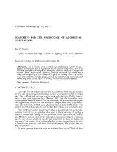 Conference proceedings, pp. 14, [removed]SEARCHING FOR THE ASTRONOMY OF ABORIGINAL