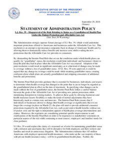 Statement of Administration Policy