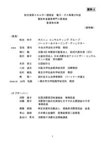 資料２ 総合資源エネルギー調査会 電力・ガス事業分科会 電気料金審査専門小委員会 委員等名簿 （敬称略） （委員）