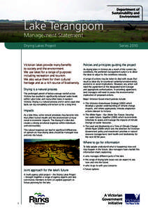 Lake Terangpom Management Statement Drying Lakes Project Victorian lakes provide many benefits to society and the environment.