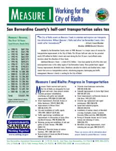 MEASURE I  Working for the City of Rialto  San Bernardino County’s half-cent transportation sales tax
