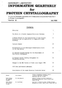 DARESBURY LABORATORY  INFORMATION QUARTERLY for PROTEIN CRYSTALLOGRAPHY An Informal Newsletter associated with Collaborative Computational Project No.4