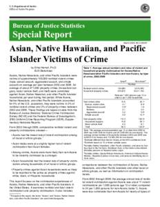 Asian, Native Hawaiian, and Pacific Islander Victims of Crime