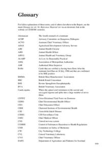 Glossary For fuller explanations of these terms, and of others elsewhere in the Report, see the main Glossary in vol. 16: Reference Material (or via an electronic link in the website or CD-ROM versions). Abomasum ACDP