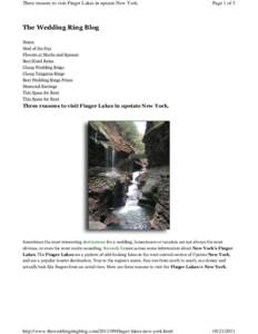 Three reasons to visit Finger Lakes in upstate New York.  Page 1 of 5 The Wedding Ring Blog Home