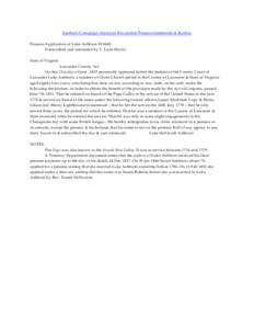 Southern Campaign American Revolution Pension Statements & Rosters Pension Application of Luke Ashburn W5649 Transcribed and annotated by C. Leon Harris State of Virginia Lancaster County Sct. On this 21st day of Jany. 1