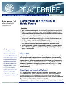 UNITED STates institute of peace  peaceBrieF70 United States Institute of Peace • www.usip.org • Tel[removed] • Fax[removed]December 6, 2010