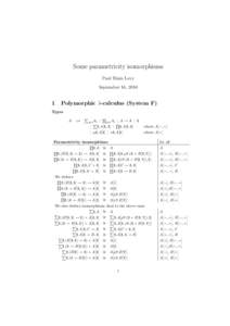 Some parametricity isomorphisms Paul Blain Levy September 16, 2010 1