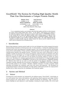 GoodMotif: The System for Finding High Quality Motifs That Can Discriminate a Unique Protein Family Makiko Suwa  Tetsuo Nishikawa