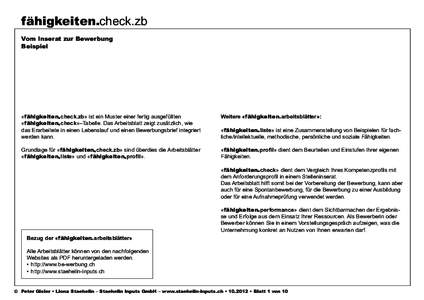 fähigkeiten.check.zb Vom Inserat zur Bewerbung Beispiel Anforderungen im Inserat (rot markieren)