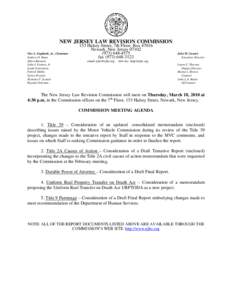 NEW JERSEY LAW REVISION COMMISSION Vito A. Gagliardi, Jr., Chairman Andrew O. Bunn Albert Burstein John J. Farmer, Jr. Linda Greenstein