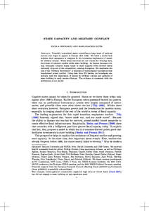 STATE CAPACITY AND MILITARY CONFLICT NICOLA GENNAIOLI AND HANS-JOACHIM VOTH Abstract. Powerful, centralized states controlling a large share of national income only begin to appear in Europe after[removed]We build a model 