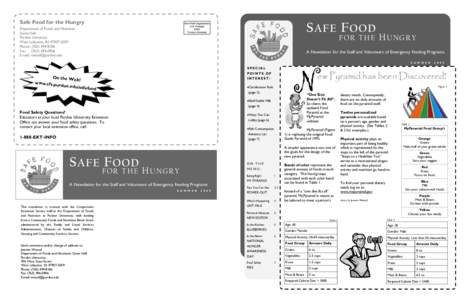 S AFE F OOD  Safe Food for the Hungry Department of Foods and Nutrition Stone Hall Purdue University