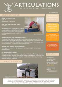 ARTICULATIONS DARWIN YOGA SPACE NEWSLETTER OCTOBERStudent Profile