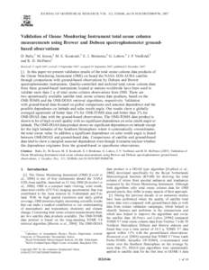 Environmental chemistry / Atmospheric sciences / Oxygen / Ozone Monitoring Instrument / Scientific Assessment of Ozone Depletion / Dobson ozone spectrophotometer / Ozone / Column density / Aura / Earth / Environment / Ozone depletion