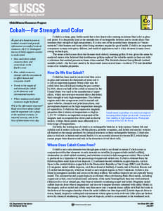 USGS Mineral Resources Program  Cobalt—For Strength and Color As part of a broad mission to  conduct research and provide
