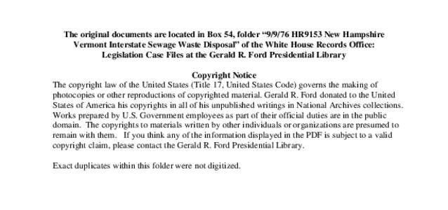 [removed]HR9153 New Hampshire Vermont Interstate Sewage Waste Disposal