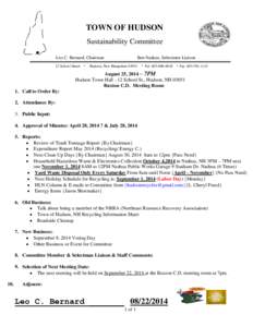 TOWN OF HUDSON Sustainability Committee Leo C. Bernard, Chairman 12 School Street  ·