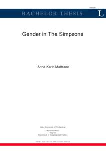 2009:287  BACHELOR THESIS Gender in The Simpsons