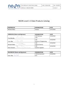 NEON Level 1-3 Data Products Catalog