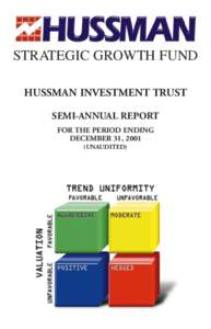 STRATEGIC GROWTH FUND HUSSMAN INVESTMENT TRUST SEMI-ANNUAL REPORT FOR THE PERIOD ENDING DECEMBER 31, 2001 (UNAUDITED)