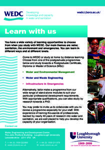 Developing knowledge and capacity in water and sanitation wedc.Lboro.ac.uk/