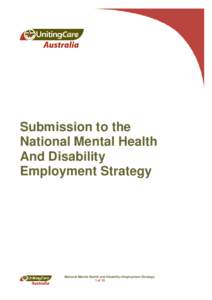 Submission to the National Mental Health And Disability Employment Strategy  National Mental Health and Disability Employment Strategy