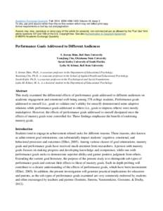 Motivation / Educational psychology / Conceptions of self / Human behavior / Goal orientation / Goal theory / Self-determination theory / Self-concept / Social psychology / Mind / Behavior / Psychology