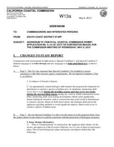 Coastal Commission Staff Report And Recommendation Regarding CDP Application[removed]Warner Ave Bridge)