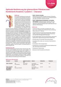 labolink NrOptimale Bestimmung der glomerulären Filtrationsrate: Kombinierte Kreatinin / Cystatin C – Clearance Einführung