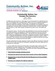 Community Action, Inc. (Serving Clarion & Jefferson Counties, Pennsylvania) 105 Grace Way, Punxsutawney, PA[removed][removed] ∙ ([removed] – FAX ∙ www.jccap.org