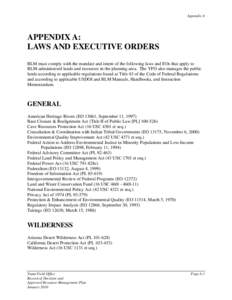 APPENDIX A: LAWS AND EXECUTIVE ORDERS