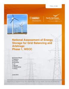 PNNLNational Assessment of Energy Storage for Grid Balancing and Arbitrage: Phase 1, WECC