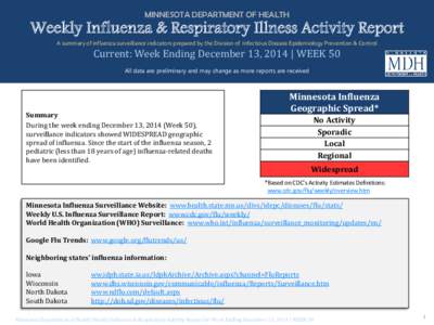 Weekly Influenza & Respiratory Illness Activity Report - Minnesota Dept. of Health