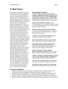 R. Mark Fenton CV  Page 1 R. Mark Fenton Mark Fenton is a transportation, planning,