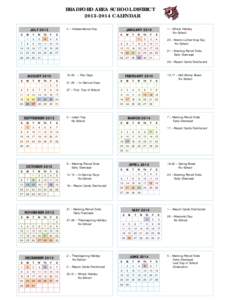 BRADFORD AREA SCHOOL DISTRICT[removed]CALENDAR 4 – Independence Day