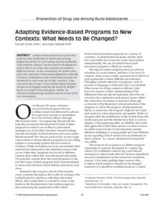 Adapting Evidence-Based Programs to New Contexts: What Needs to Be Changed?