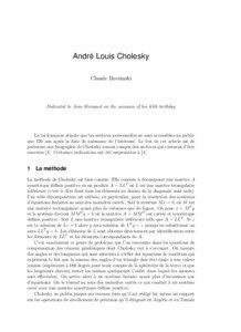 Andre´ Louis Cholesky Claude Brezinski