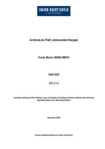 Archives du Parti communiste français  Fonds Marion WARD-SMITHJ 1-3
