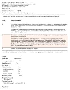 FLORIDA DEPARTMENT OF EDUCATION DOE INFORMATION DATABASE REQUIREMENTS VOLUME I: AUTOMATED STUDENT INFORMATION SYSTEM AUTOMATED STUDENT DATA ELEMENTS Year: Data Element Number: