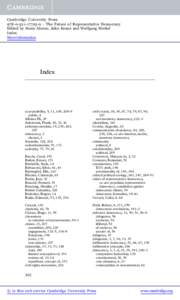 Cambridge University Press[removed]0 - The Future of Representative Democracy Edited by Sonia Alonso, John Keane and Wolfgang Merkel Index More information