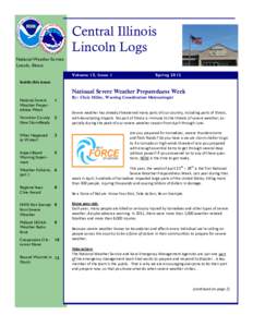 Central Illinois Lincoln Logs National Weather Service Lincoln, Illinois Volume 15, Issue 1
