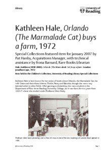 University of Reading / Wool / British people / Orlando / Kathleen Hale / Tinkle