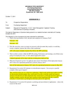 ARKANSAS TECH UNIVERSITY Purchasing Department Young Building East End 203 West O Street Russellville, AR[removed]